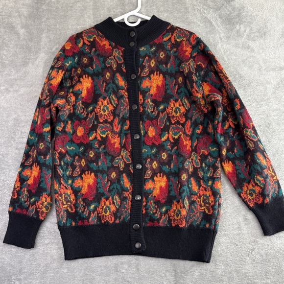 Vintage Doncaster Womens M Floral Knit Button Up Cardigan Sweater Colorful 80s‎ - Picture 3 of 9